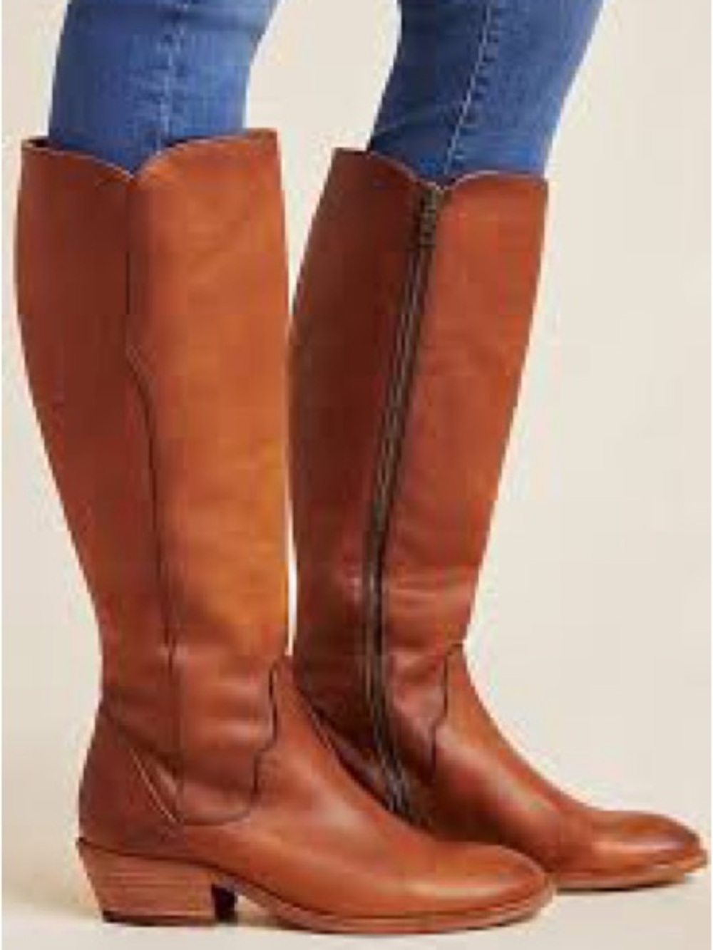 Frye Tall Leather Riding Boots in Cognac
